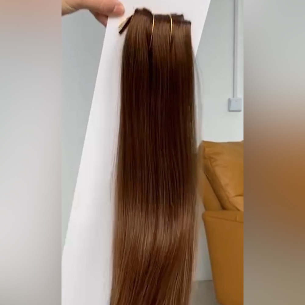 Brown Halo Remy Human Hair Extensions with Clips- Smooth Straight